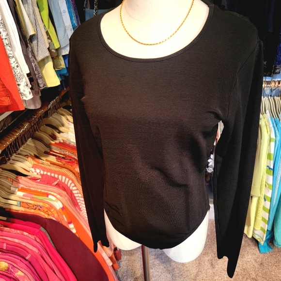 ANN TAYLOR ♡ Sweet Vintage Black Ribbed Adjustable Snaps Long Sleeve Bodysuit M - Picture 6 of 17